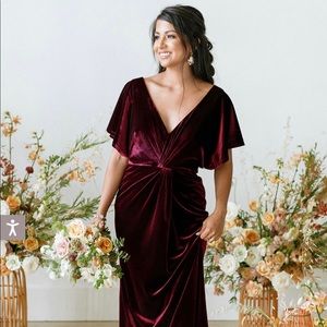 NWT Revelry Gwen Velvet Dress in Burgundy
